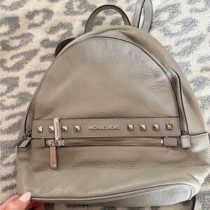 Michael Kors Taupe Leather Backpack with Studs